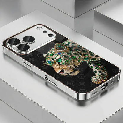 Emerald Leopard Silver Phone Case