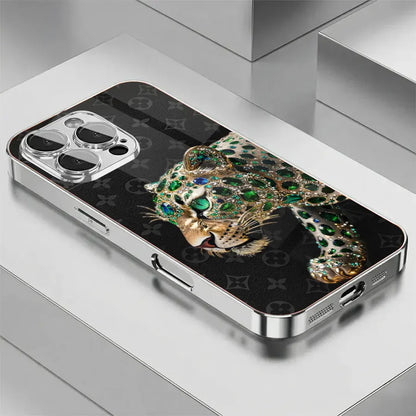 Emerald Leopard Silver Phone Case